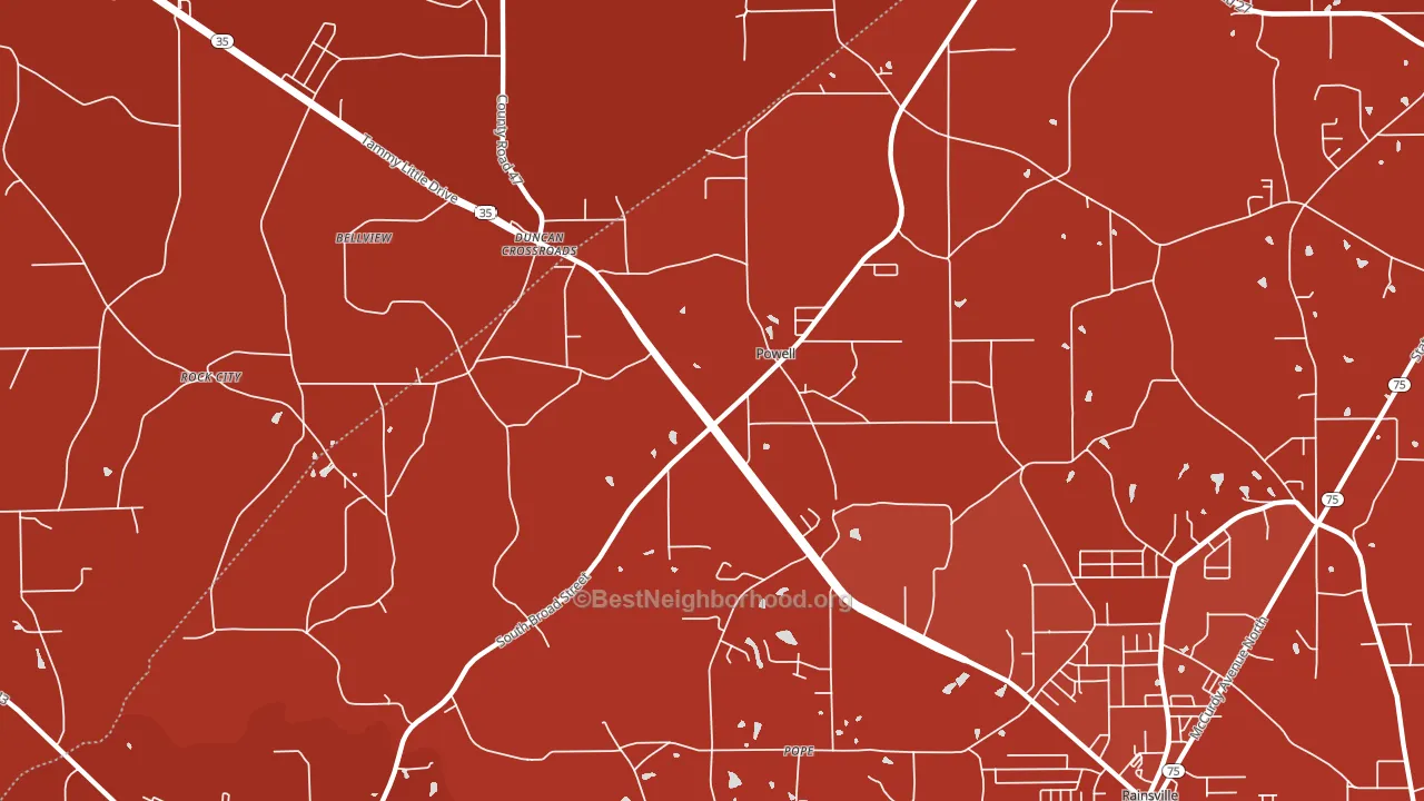 Powell, AL block-group political-lean map