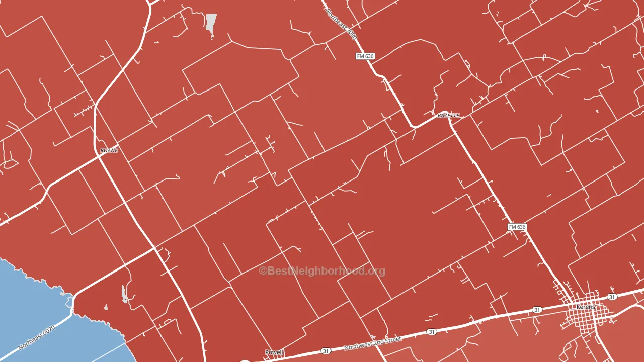 Powell, TX block-group political-lean map