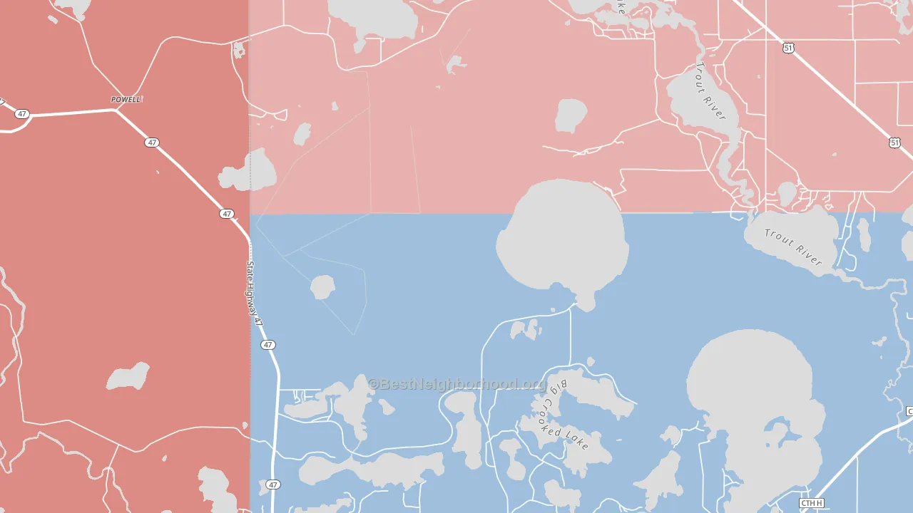 Powell, WI block-group political-lean map