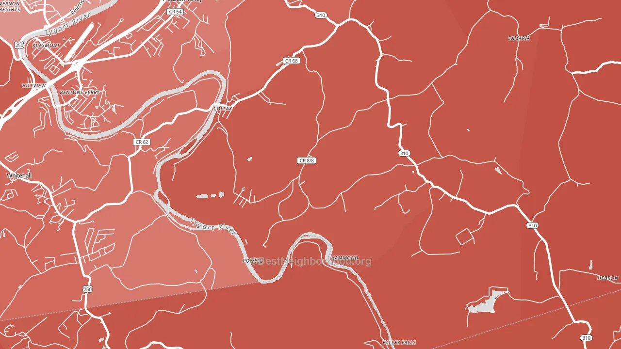 Powell, WV block-group political-lean map