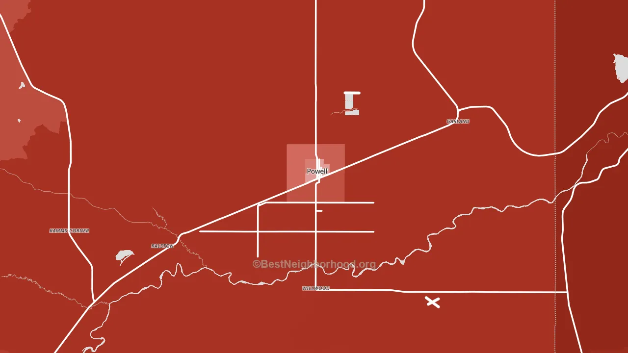Powell, WY block-group political-lean map
