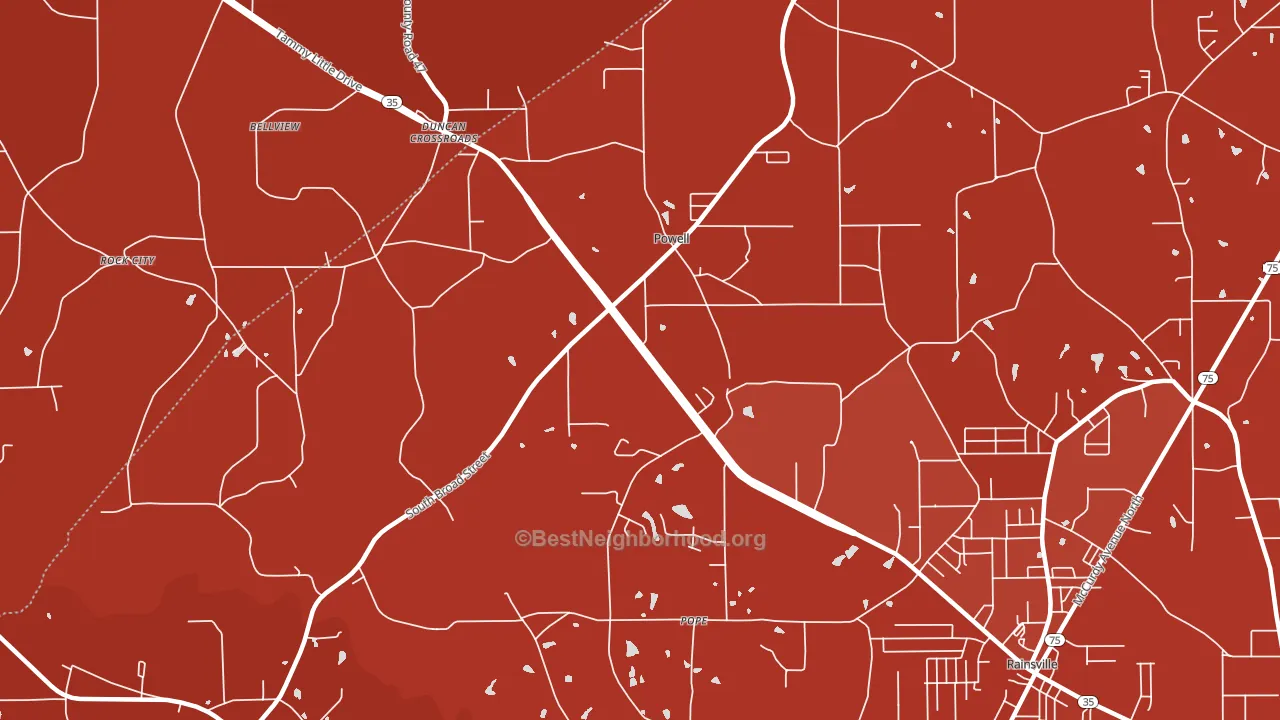 Powells Crossroads, AL block-group political-lean map