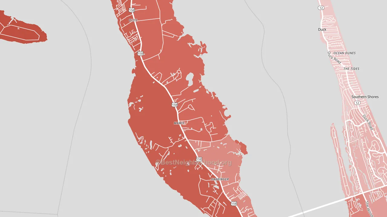 Powells Point, NC block-group political-lean map