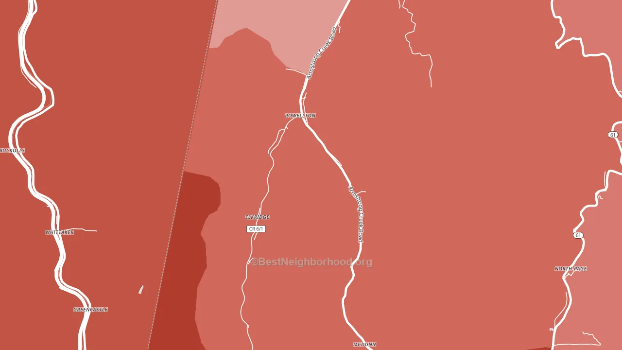 Powellton, WV block-group political-lean map