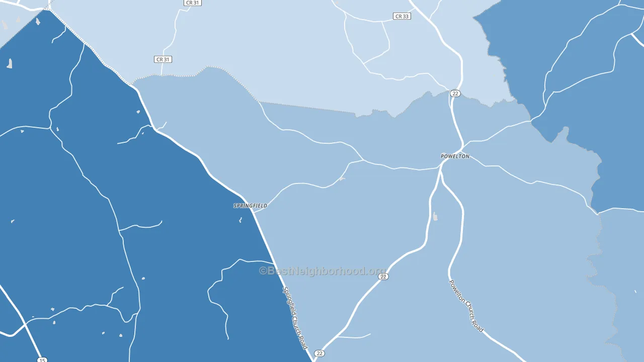 Powelton, GA block-group political-lean map