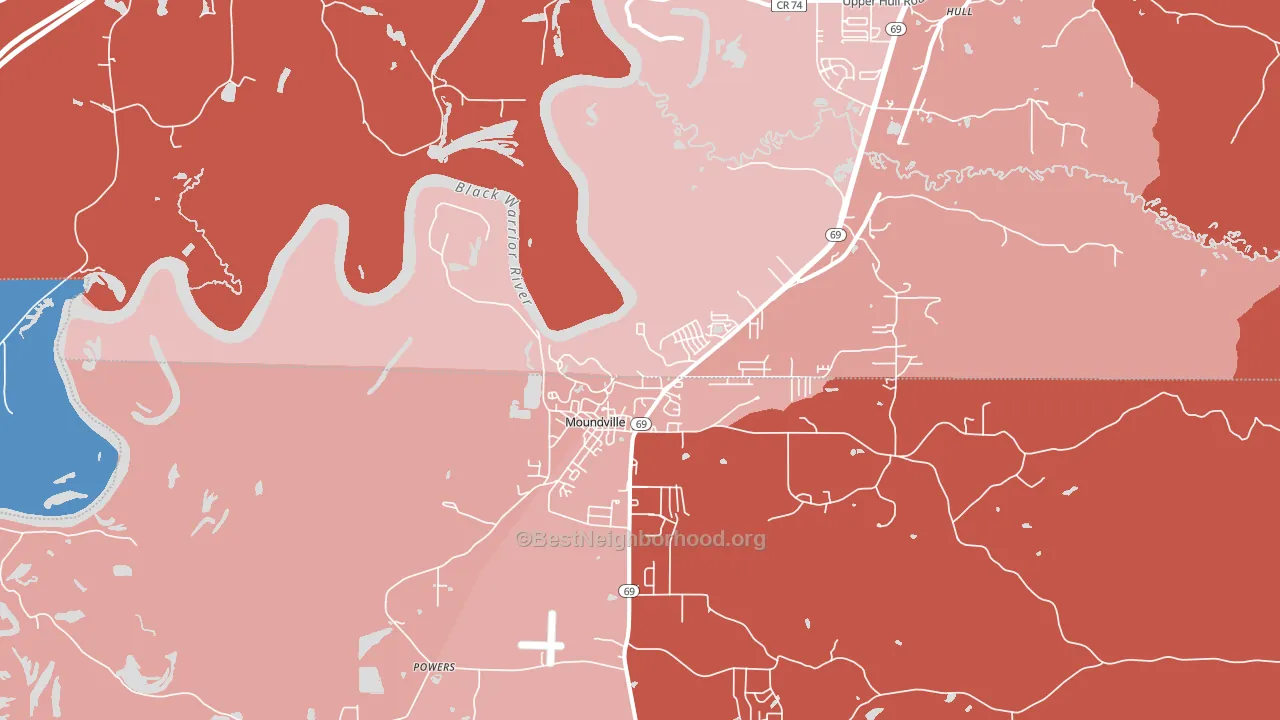 Powers, AL block-group political-lean map