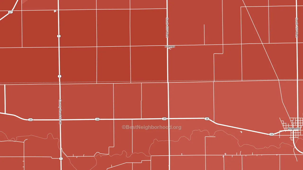 Powers, IN block-group political-lean map