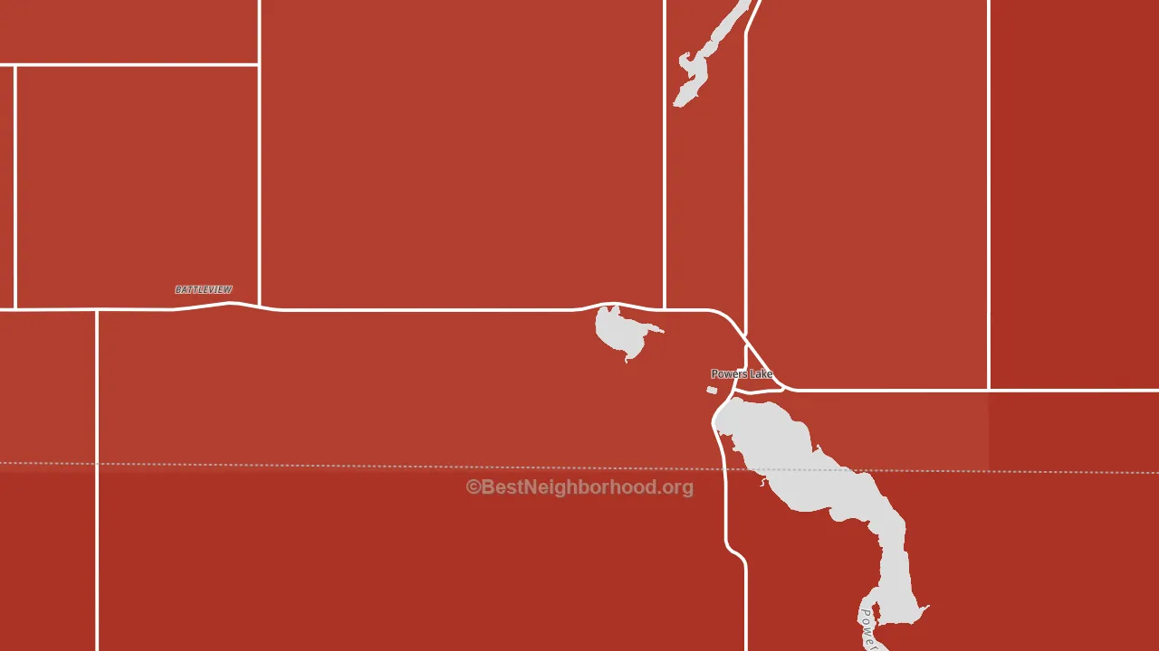 Powers Lake, ND block-group political-lean map