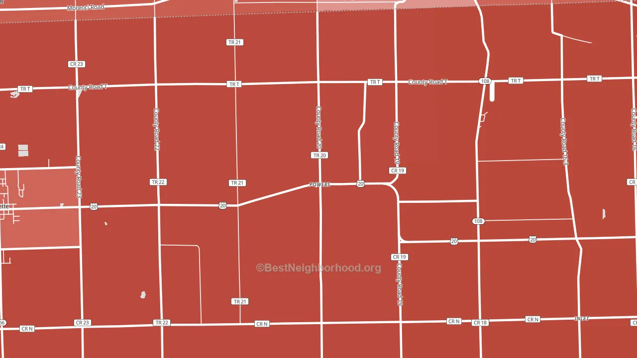 Powers, OH block-group political-lean map