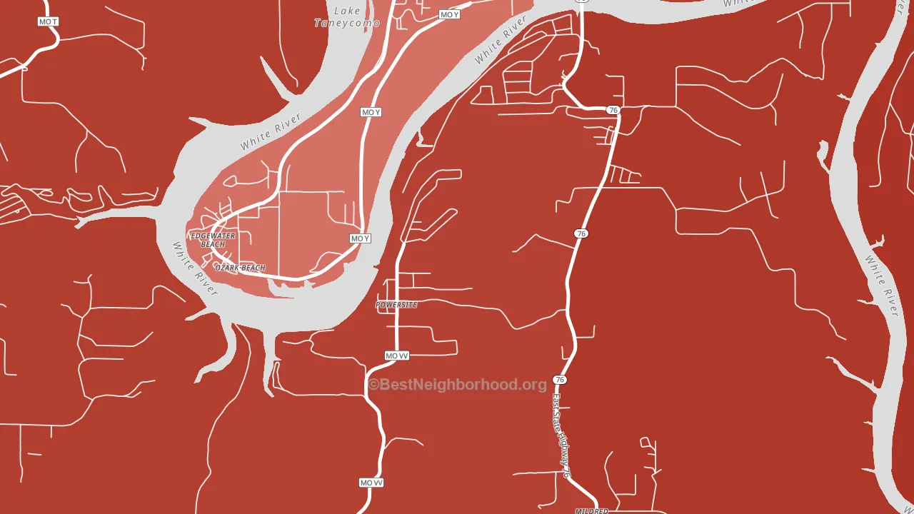 Powersite, MO block-group political-lean map