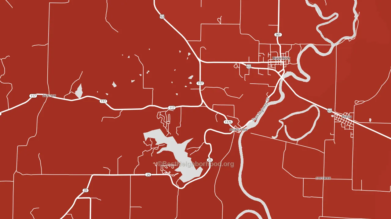 Powhatan, AR block-group political-lean map