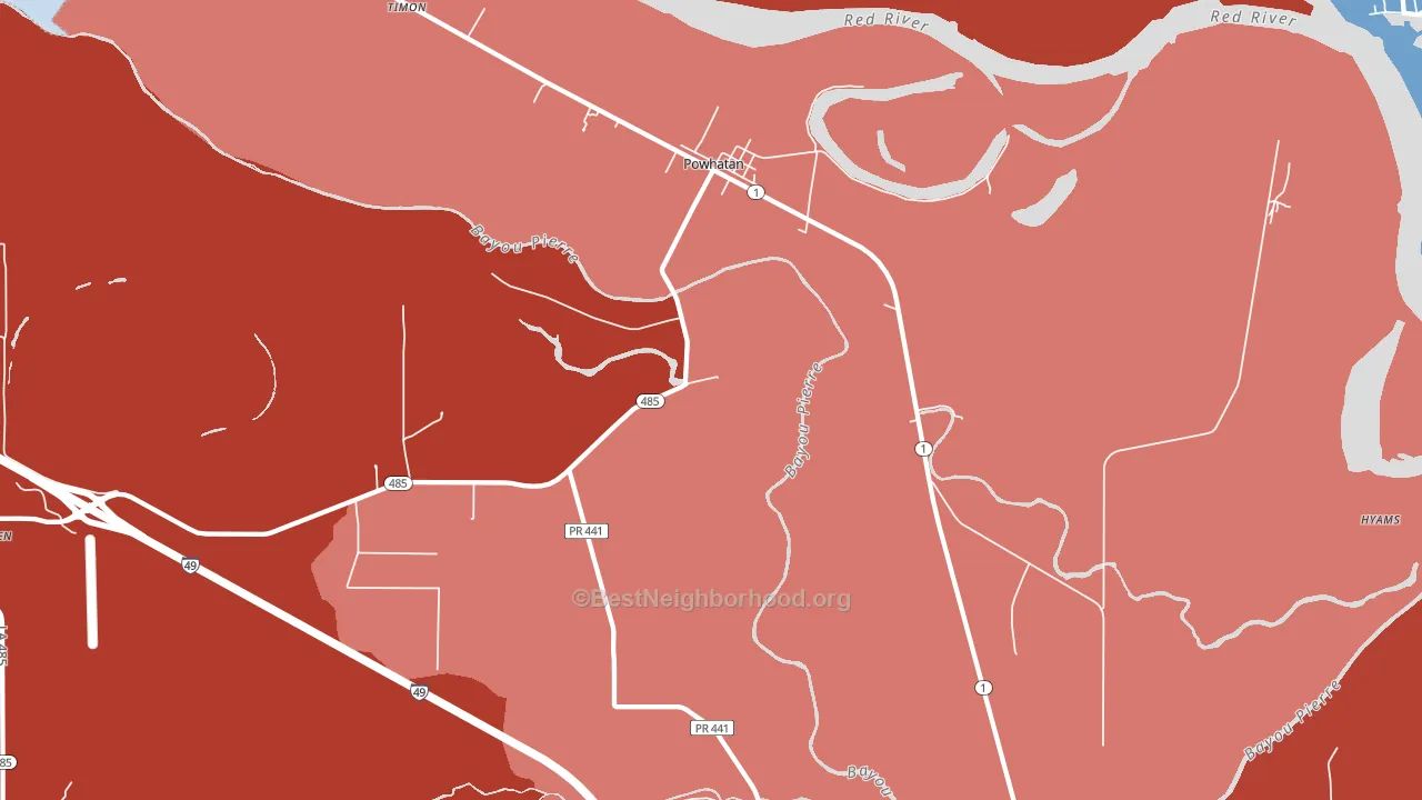 Powhatan, LA block-group political-lean map