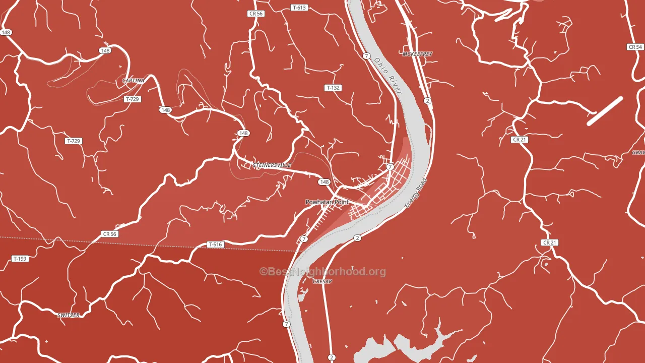 Powhatan Point, OH block-group political-lean map