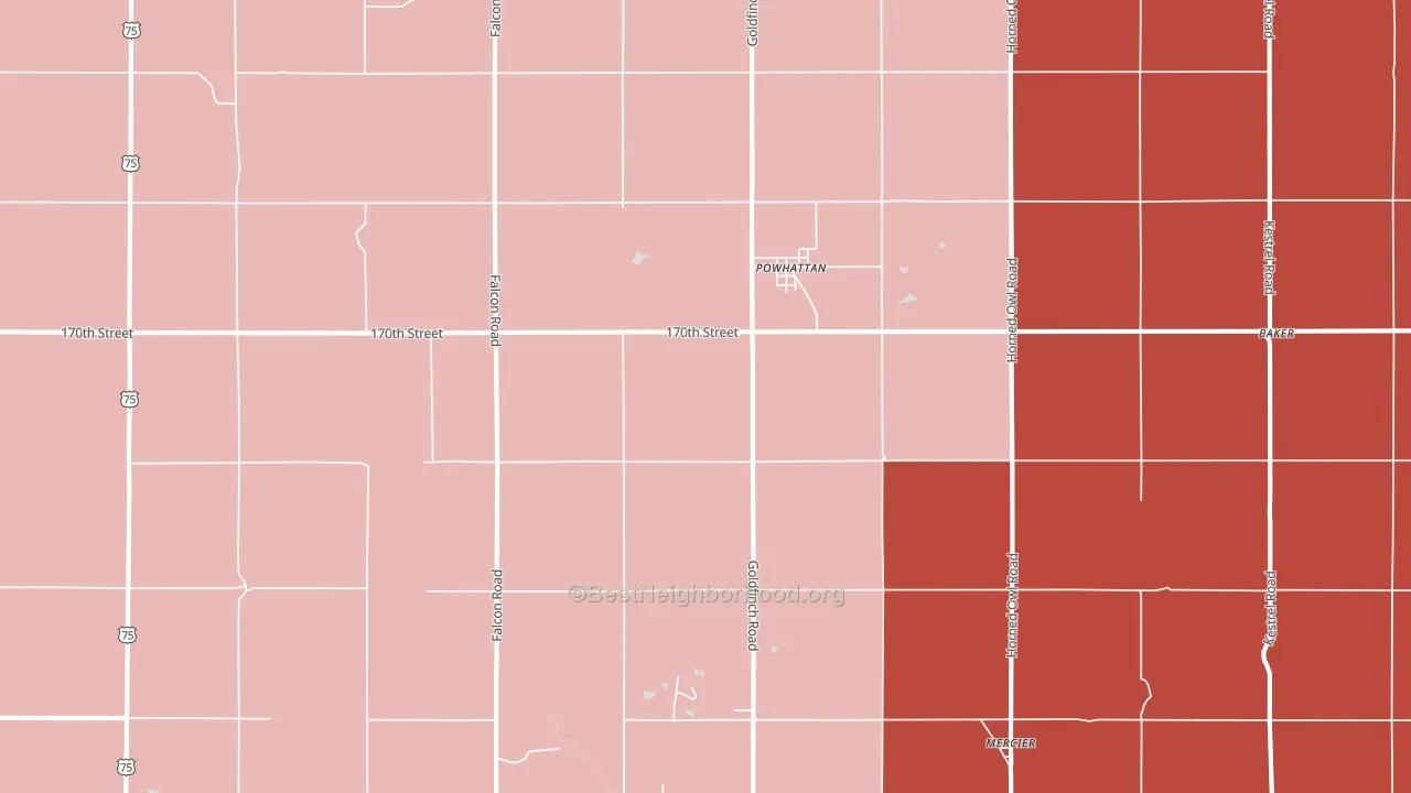 Powhattan, KS block-group political-lean map