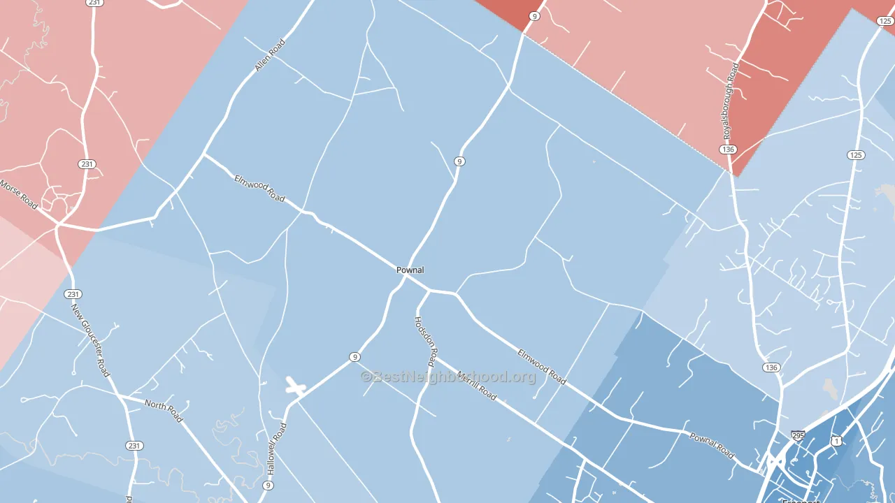 Pownal, ME block-group political-lean map