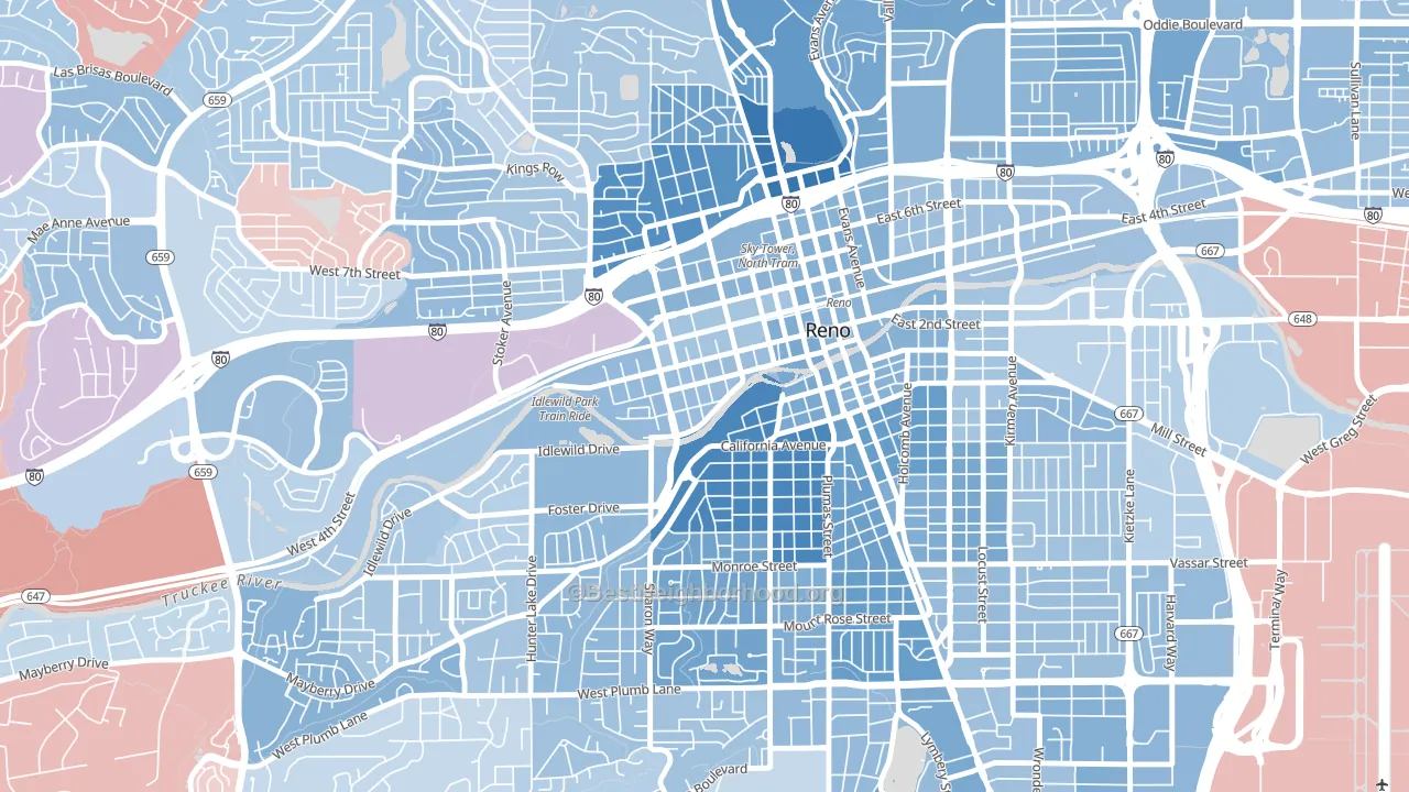 Powning Addition, Reno, NV block-group political-lean map