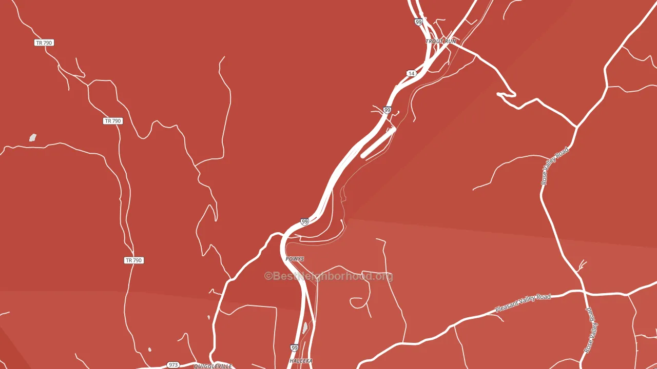 Powys, PA block-group political-lean map