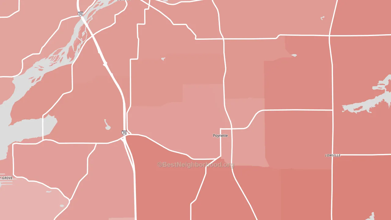 Poynette, WI block-group political-lean map