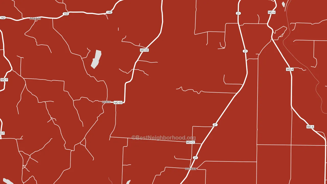 Poynor, MO block-group political-lean map