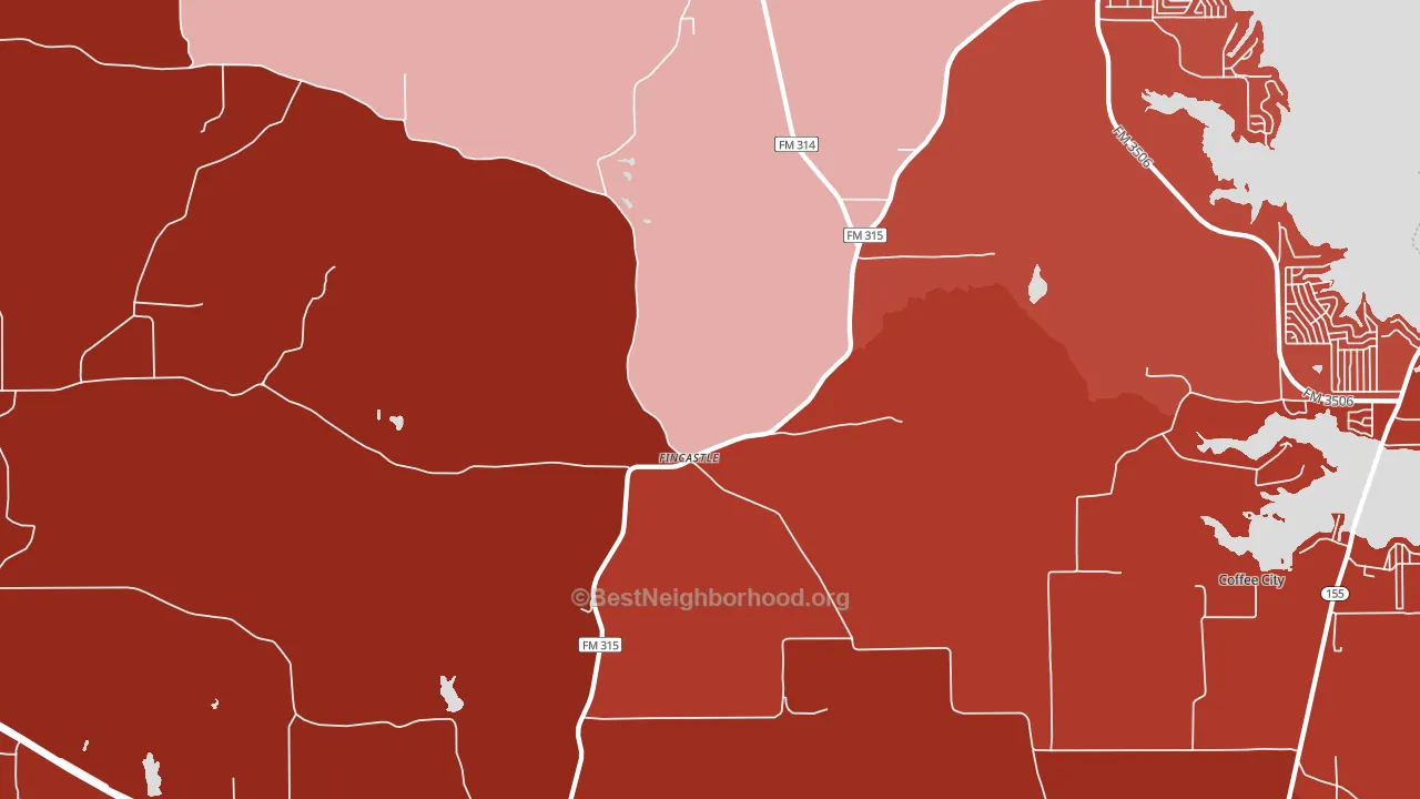 Poynor, TX block-group political-lean map