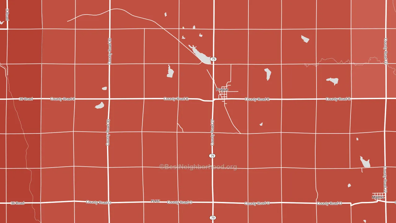 Prague, NE block-group political-lean map