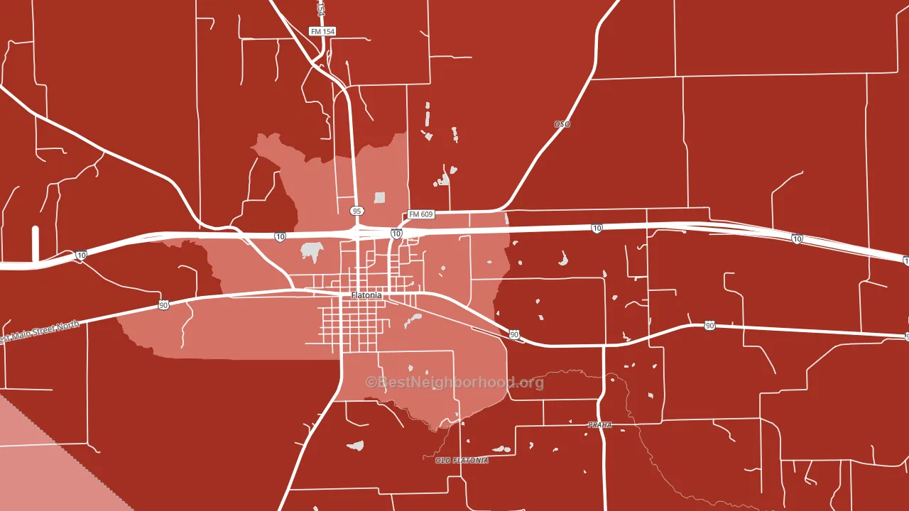Praha, TX block-group political-lean map
