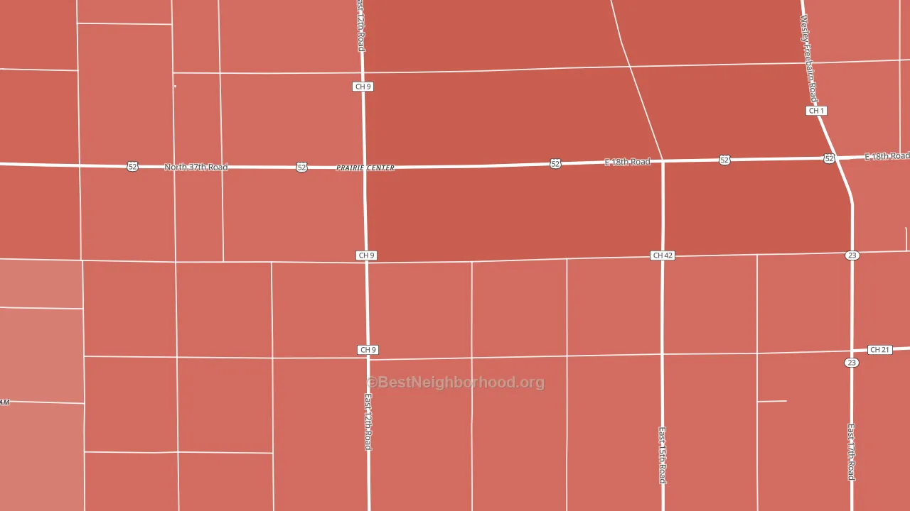 Prairie Center, IL block-group political-lean map