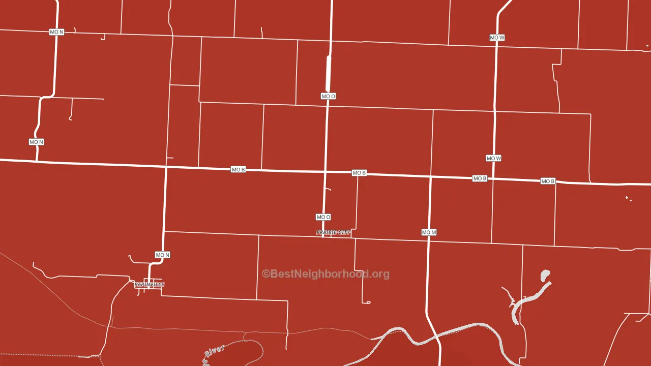 Prairie City, MO block-group political-lean map