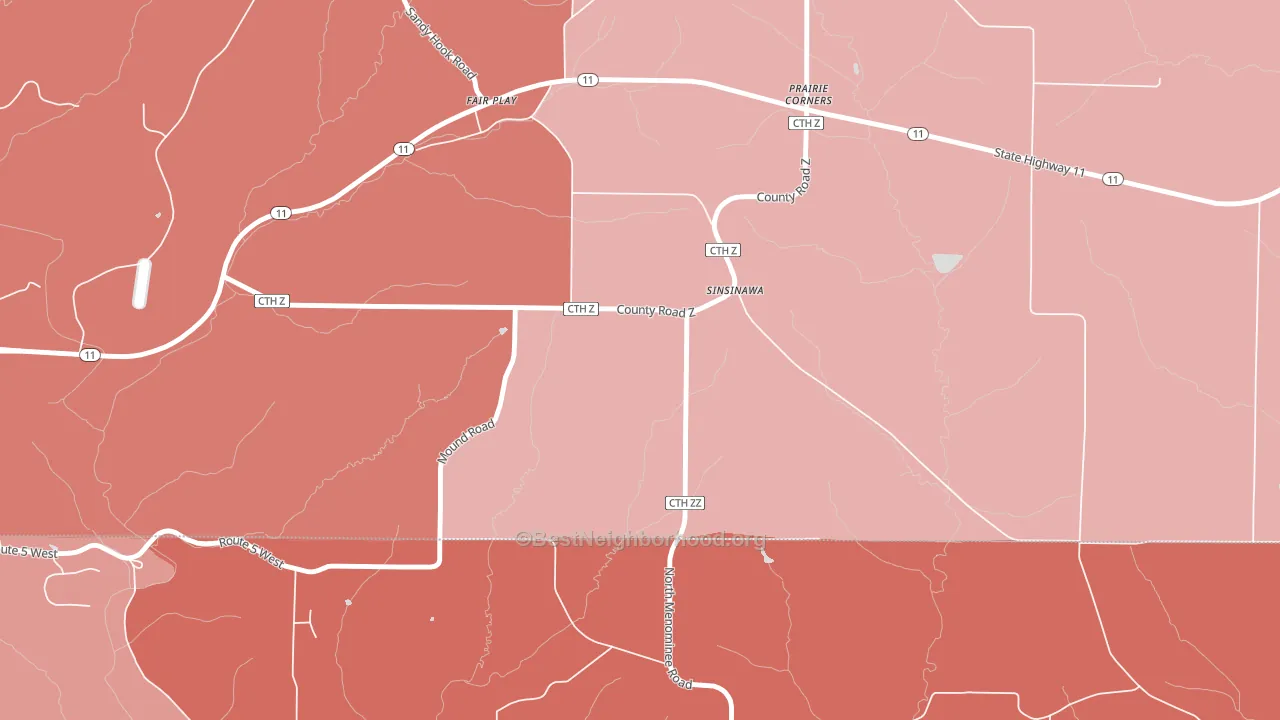 Prairie Corners, WI block-group political-lean map