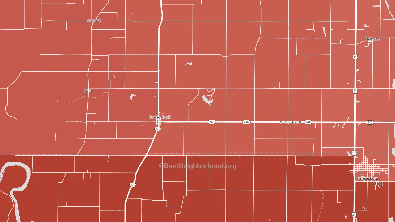 Prairie Creek, IN block-group political-lean map