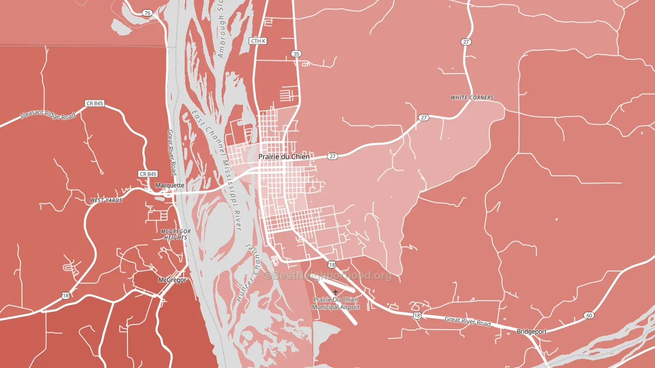 Prairie du Chien, WI block-group political-lean map