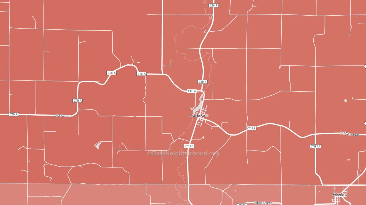 Prairie Farm, WI block-group political-lean map