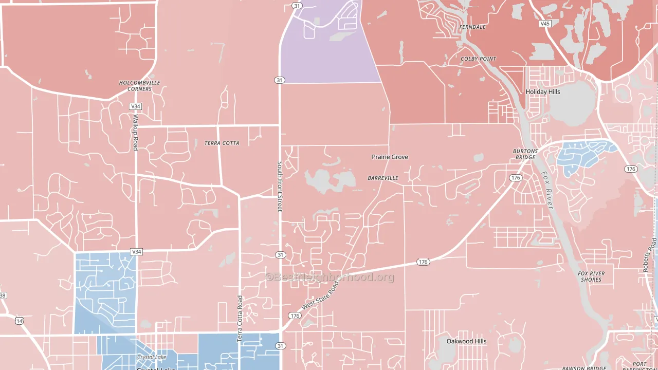 Prairie Grove, IL block-group political-lean map