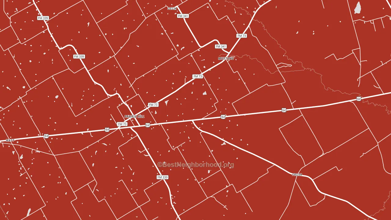 Prairie Hill, TX block-group political-lean map