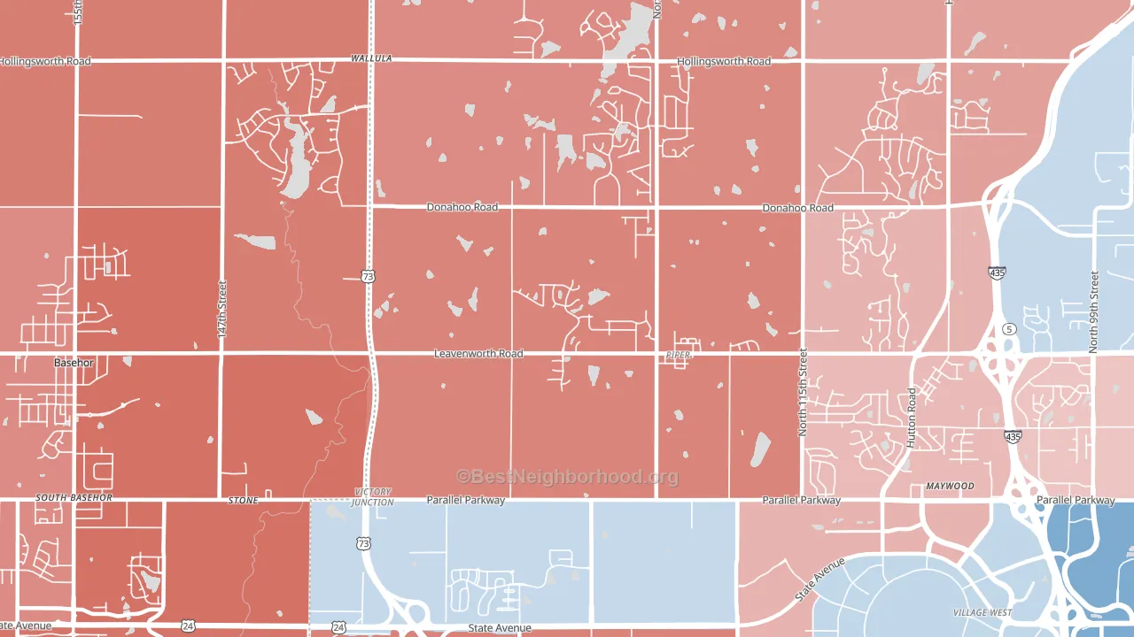 Prairie-Piper-KC-KS, Kansas City, KS block-group political-lean map