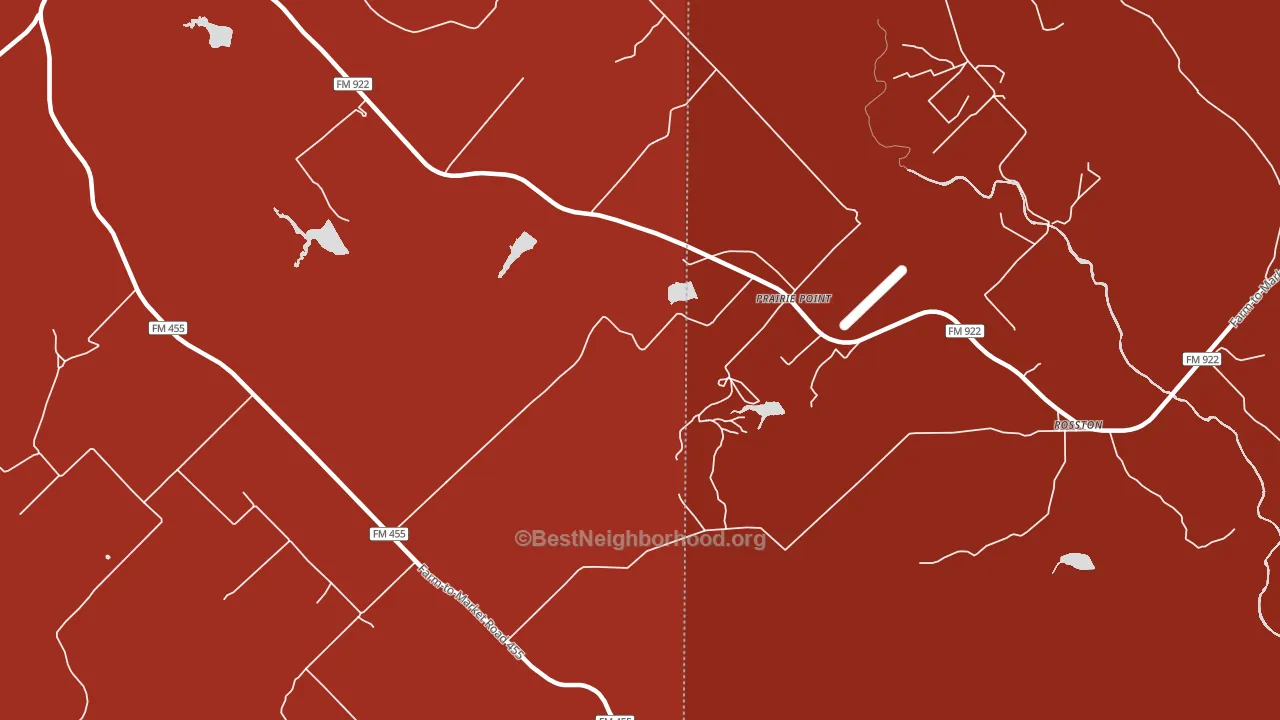 Prairie Point, TX block-group political-lean map