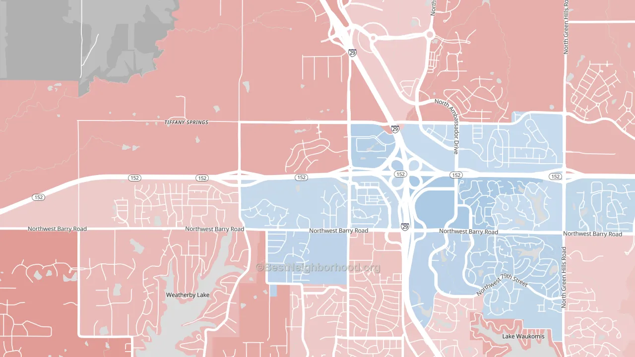 Prairie Point-Wildberry, Kansas City, MO block-group political-lean map