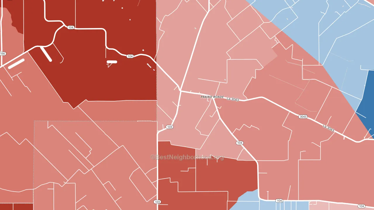 Prairie Ronde, LA block-group political-lean map
