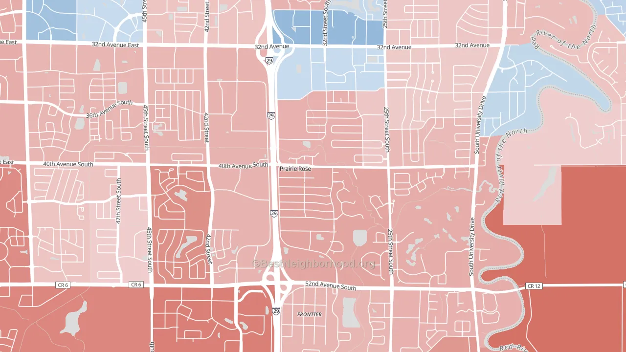 Prairie Rose, ND block-group political-lean map