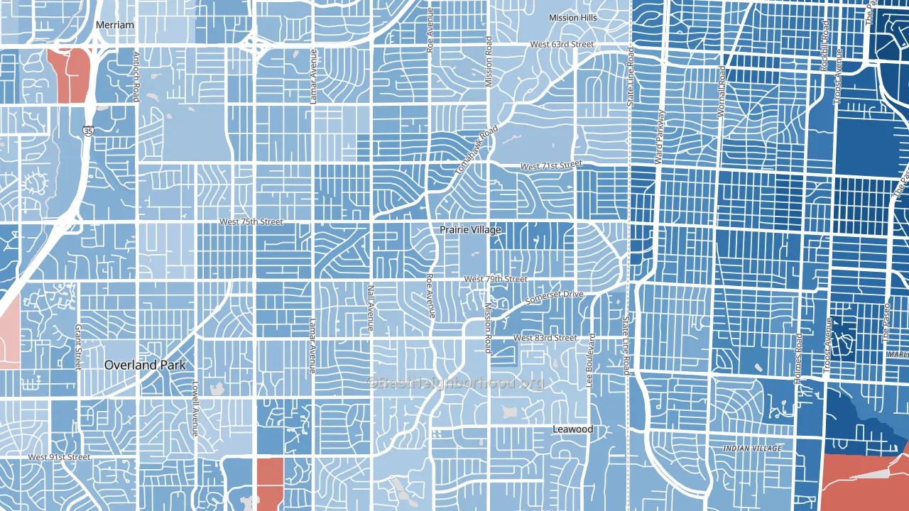 Prairie Village, KS block-group political-lean map