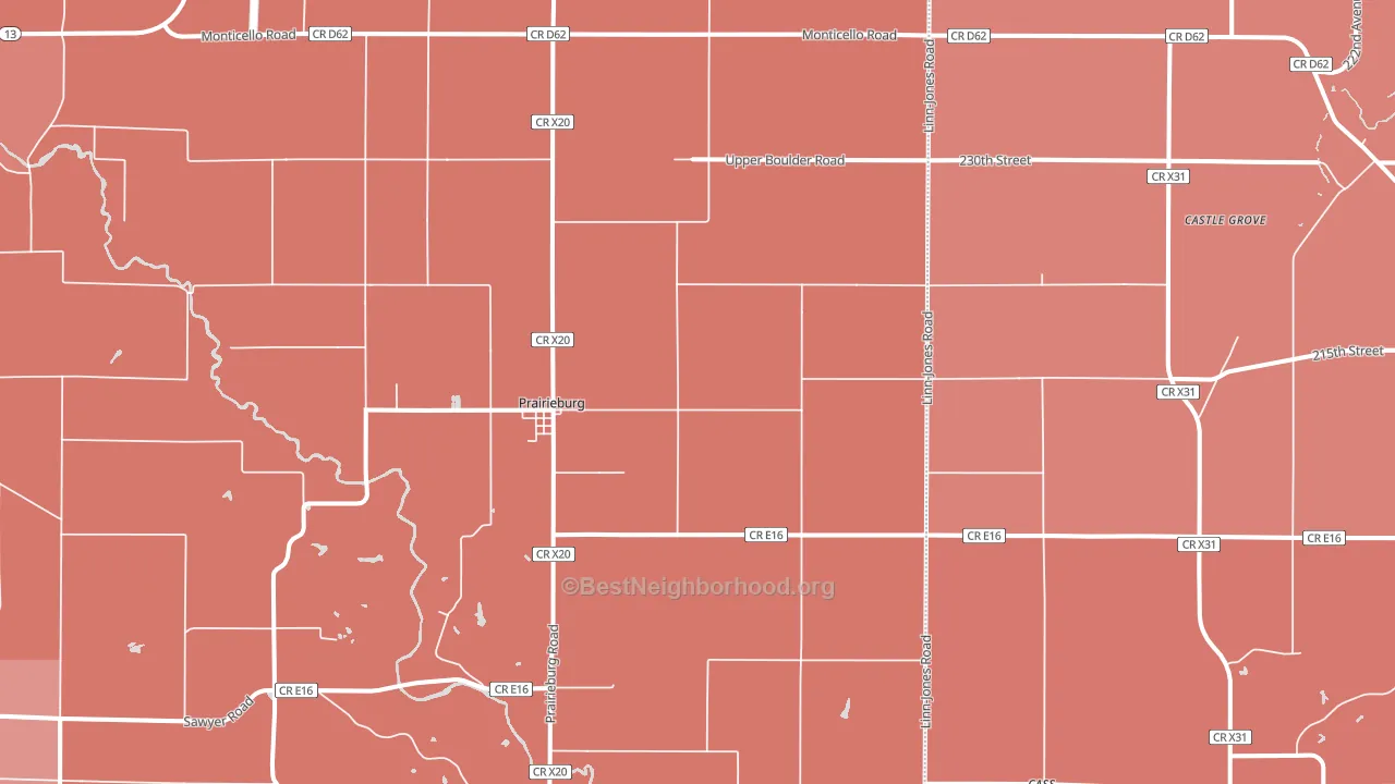 Prairieburg, IA block-group political-lean map