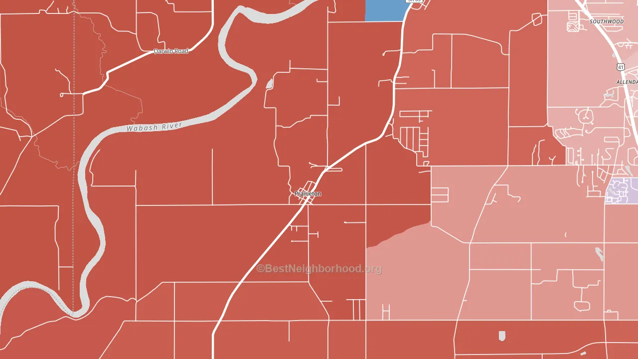 Prairieton, IN block-group political-lean map