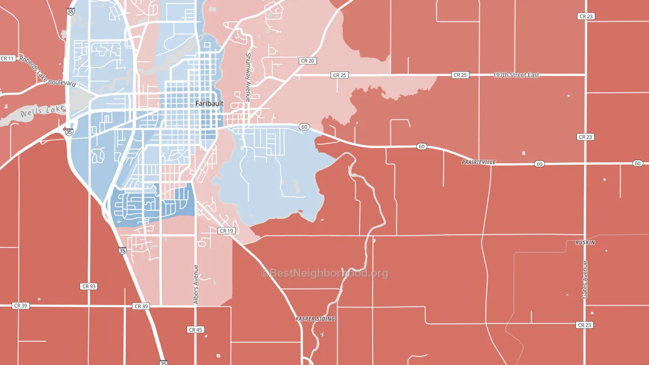 Prairieville, MN block-group political-lean map