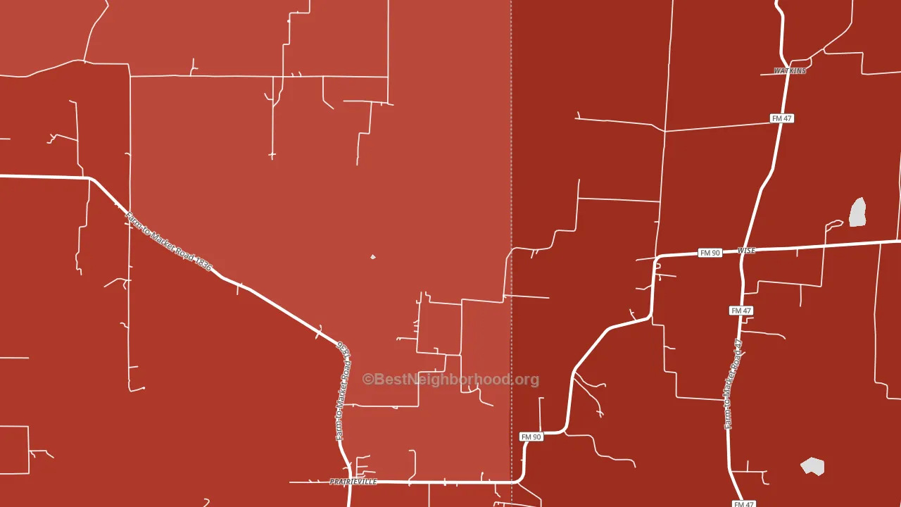 Prairieville, TX block-group political-lean map