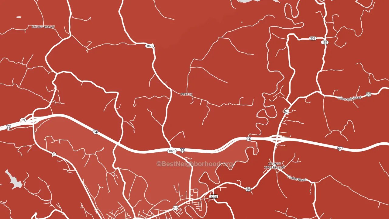 Prater, KY block-group political-lean map