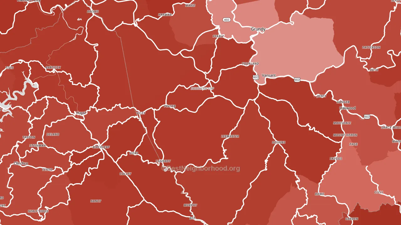 Prater, VA block-group political-lean map