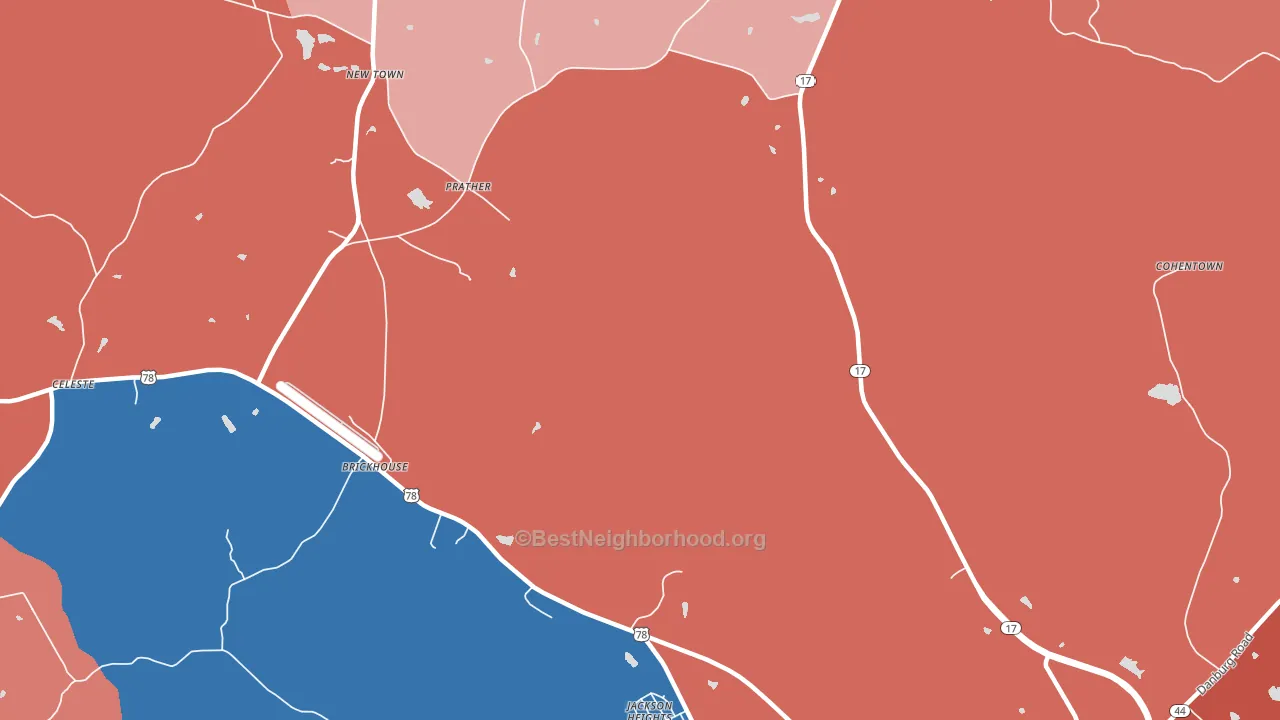 Prather, GA block-group political-lean map