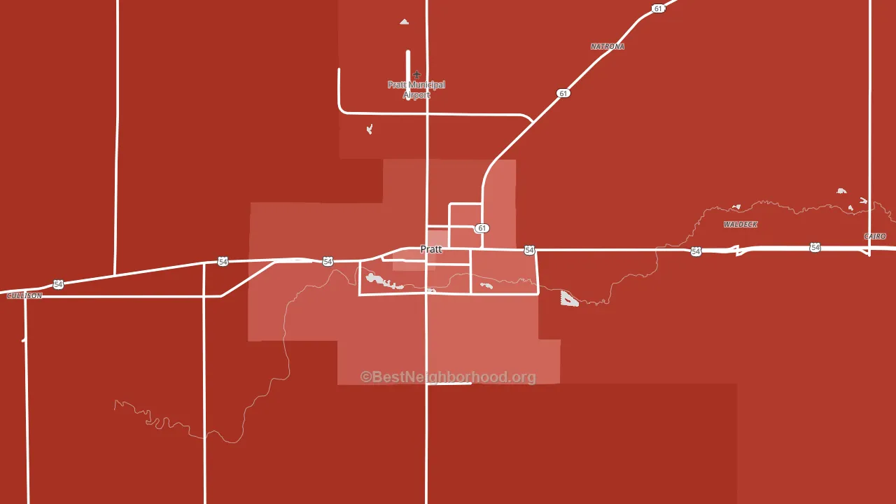 Pratt County, KS block-group political-lean map