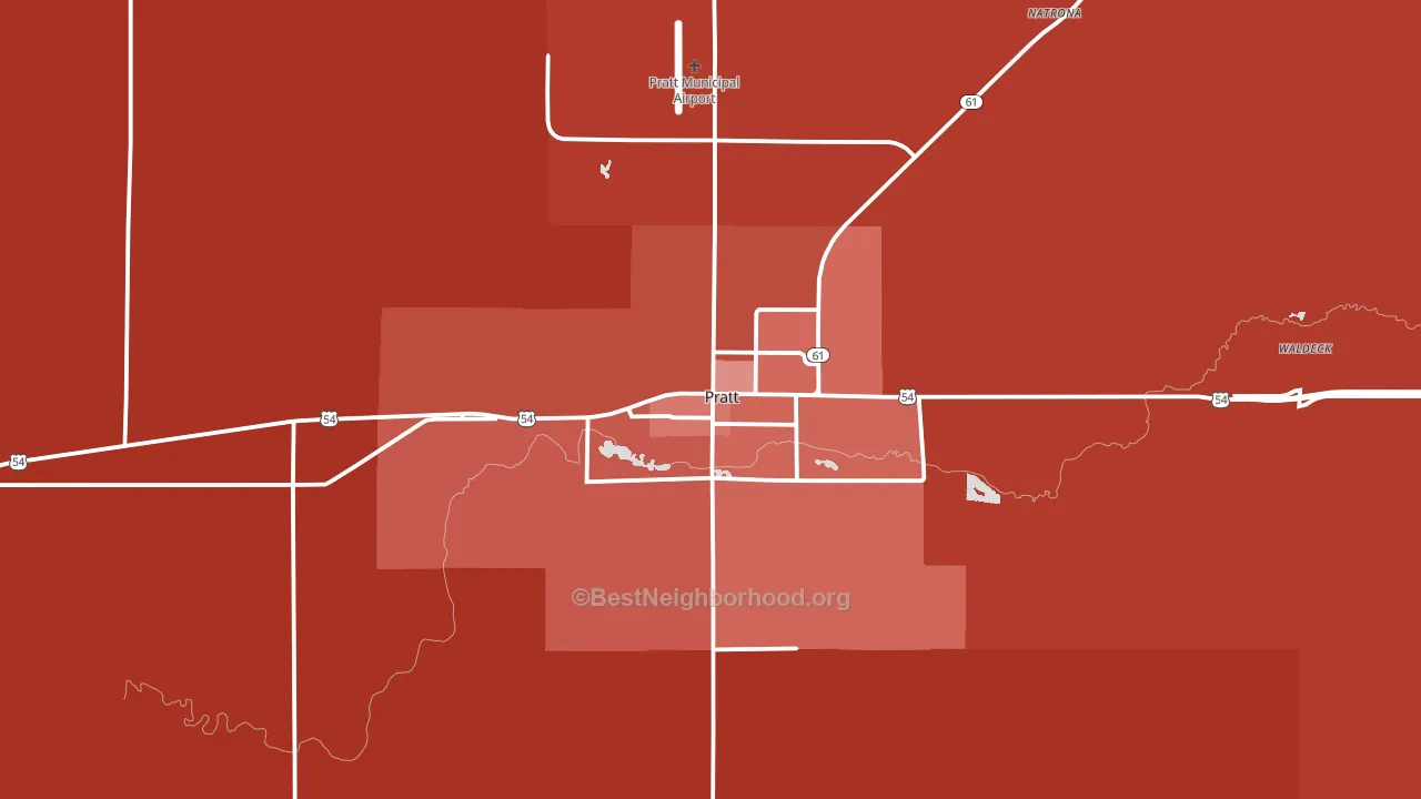 Pratt, KS block-group political-lean map