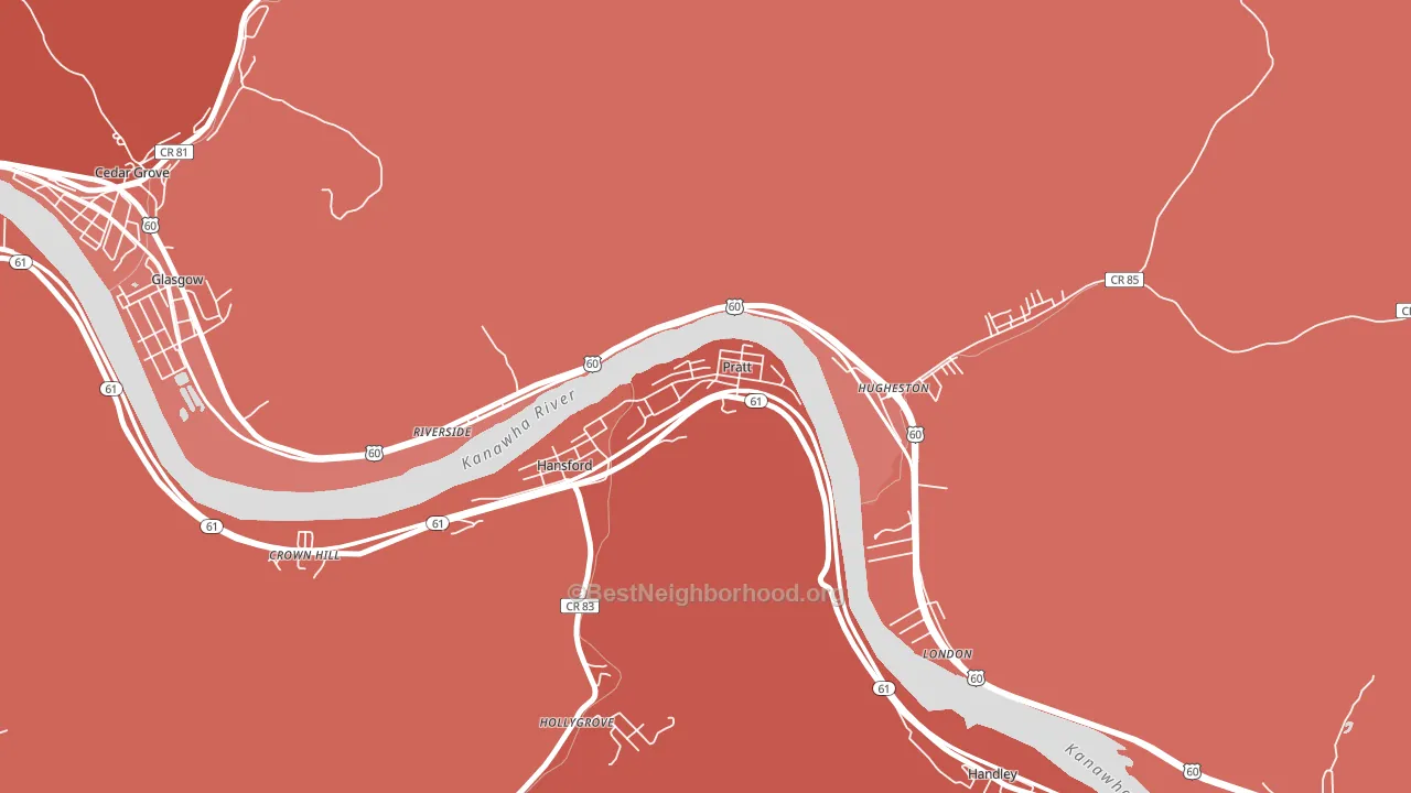 Pratt, WV block-group political-lean map